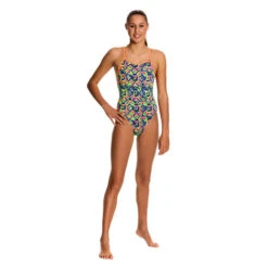 Funkita - Clockwork Orange - Girls Diamond Back One Piece -Funkita Swimsuit Discount Store funkita girls swimwear clockwork orange diamond back one piece 4