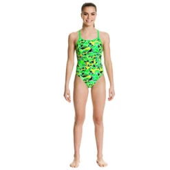 Funkita - Fluro Fracture - Girls Diamond Back One Piece -Funkita Swimsuit Discount Store funkita girls swimwear fluro fracture diamond back one piece 4