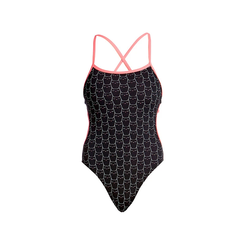 Funkita - Night Cat - Ladies Cut Away Tie Back One Piece 4 Funkita - Night Cat - Ladies Cut Away Tie Back One Piece - Image 2
