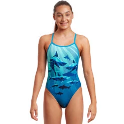 Funkita Swimsuit Discount Store 38 Funkita - Shark Bay - Girls Single Strap One Piece