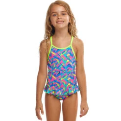 Funkita - Slug Hugs - Toddler Girls Eco Belted Frill One Piece
